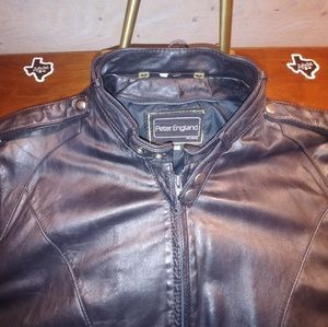 Vintage black leather motorcycle jacket